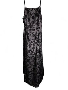 y2k Morgan & Co. Black Floral Lace Overlay Prom Gown